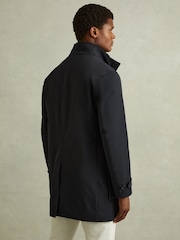 Reiss Navy Player Hybrid Removable Funnel Neck Overcoat - Image 4 of 5