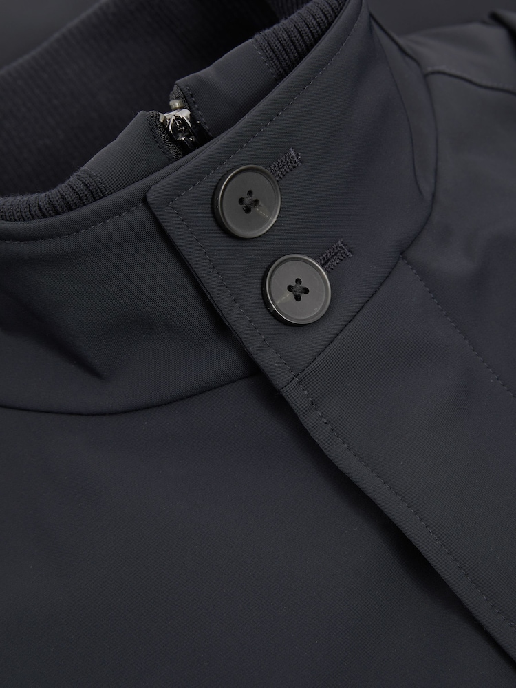 Reiss Navy Player Hybrid Removable Funnel Neck Overcoat - Image 5 of 5