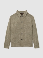 Reiss Oatmeal Check Marble Checked Brushed Workwear Jacket - Image 2 of 4