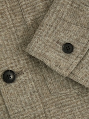 Reiss Oatmeal Check Marble Checked Brushed Workwear Jacket - Image 4 of 4