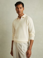Reiss Ivory Grange Wool-Cashmere Open-Collar Polo Shirt - Image 1 of 5