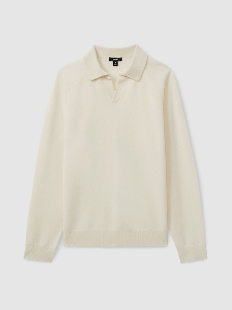 Reiss Ivory Grange Wool-Cashmere Open-Collar Polo Shirt - Image 2 of 5