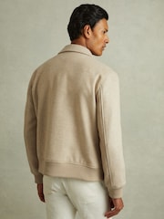Reiss Oatmeal Herringbone Bak Wool Blend Herringbone Jacket - Image 4 of 5