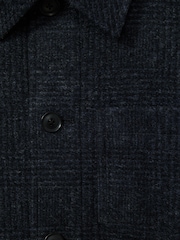 Reiss Navy Melange Quartz Checked Button Through Worker Jacket - Image 5 of 5
