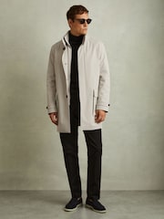 Reiss Stone Player Hybrid Removable Funnel Neck Overcoat - Image 5 of 8