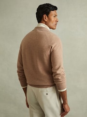 Reiss Soft Camel Grange Wool-Cashmere Open-Collar Polo Shirt - Image 4 of 5