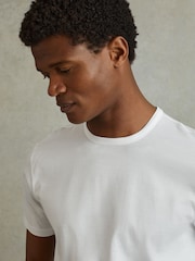 Reiss White Caspian Mercerised Cotton Crew Neck T-Shirt - Image 1 of 5