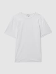 Reiss White Caspian Mercerised Cotton Crew Neck T-Shirt - Image 2 of 5
