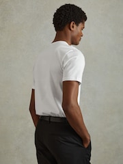 Reiss White Caspian Mercerised Cotton Crew Neck T-Shirt - Image 4 of 5