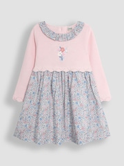 JoJo Maman Bébé Pink Floral Collar Knitted Dress - Image 1 of 3