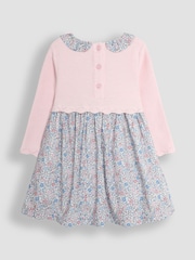 JoJo Maman Bébé Pink Floral Collar Knitted Dress - Image 2 of 3