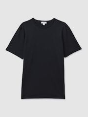 Reiss Navy Caspian Mercerised Cotton Crew Neck T-Shirt - Image 2 of 6