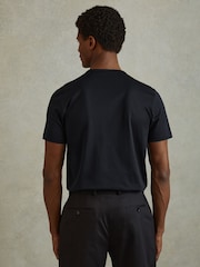Reiss Navy Caspian Mercerised Cotton Crew Neck T-Shirt - Image 5 of 6