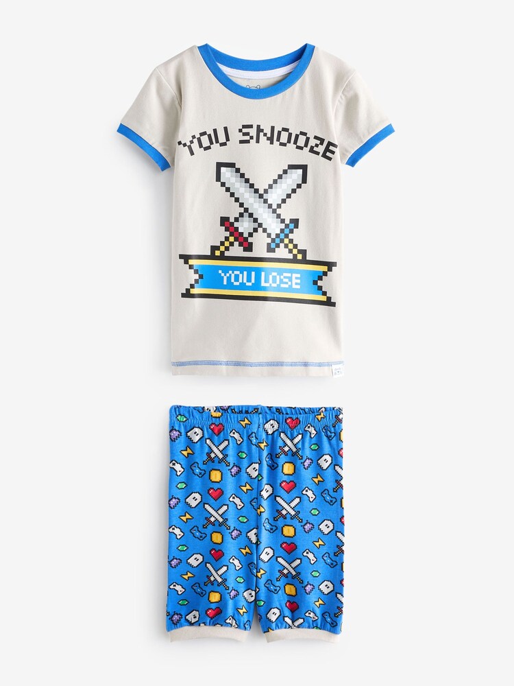 Harry Bear Blue Gaming You Snooze You Lose Short Pyjamas - Image 1 of 6