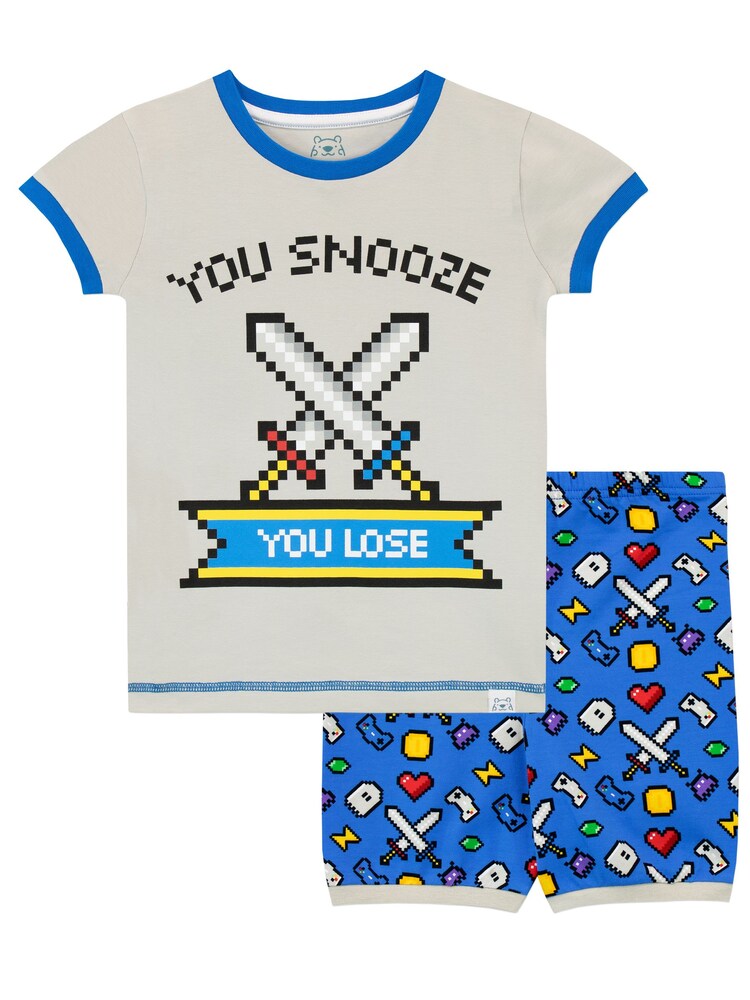 Harry Bear Blue Gaming You Snooze You Lose Short Pyjamas - Image 2 of 6