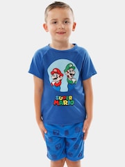 Character Blue Super Mario And Luigi Short Pyjamas - Image 1 of 5
