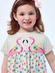 Harry Bear Pink 100% Cotton Flamingo Flower Print Dress - Image 2 of 4
