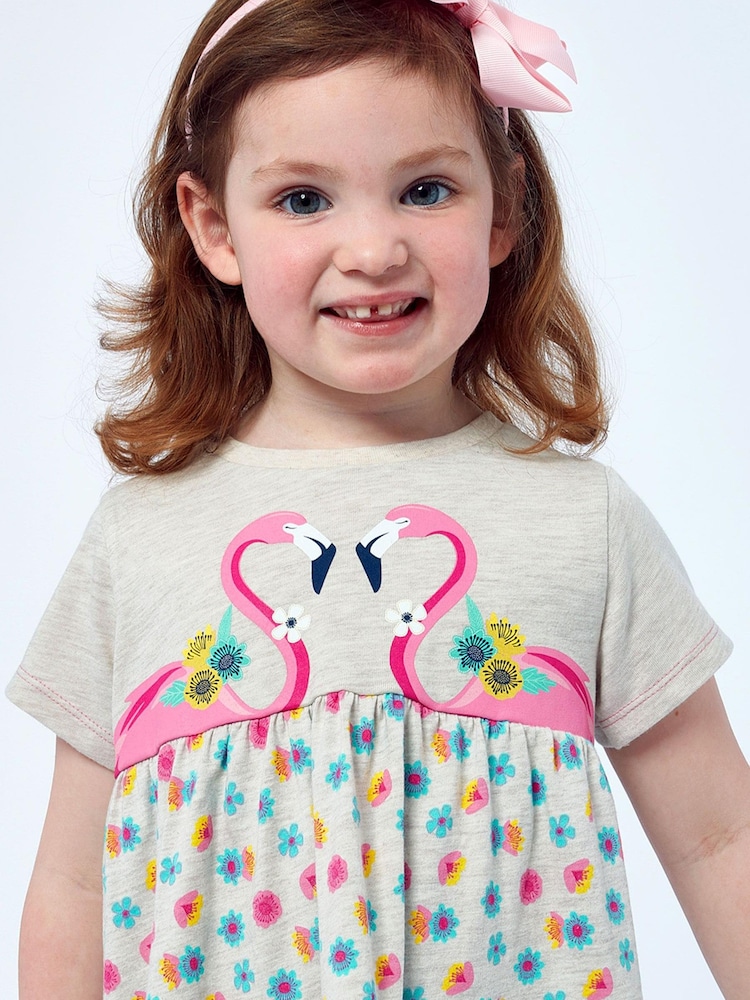 Harry Bear Pink 100% Cotton Flamingo Flower Print Dress - Image 2 of 4