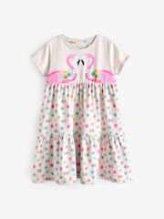 Harry Bear Pink 100% Cotton Flamingo Flower Print Dress - Image 4 of 4