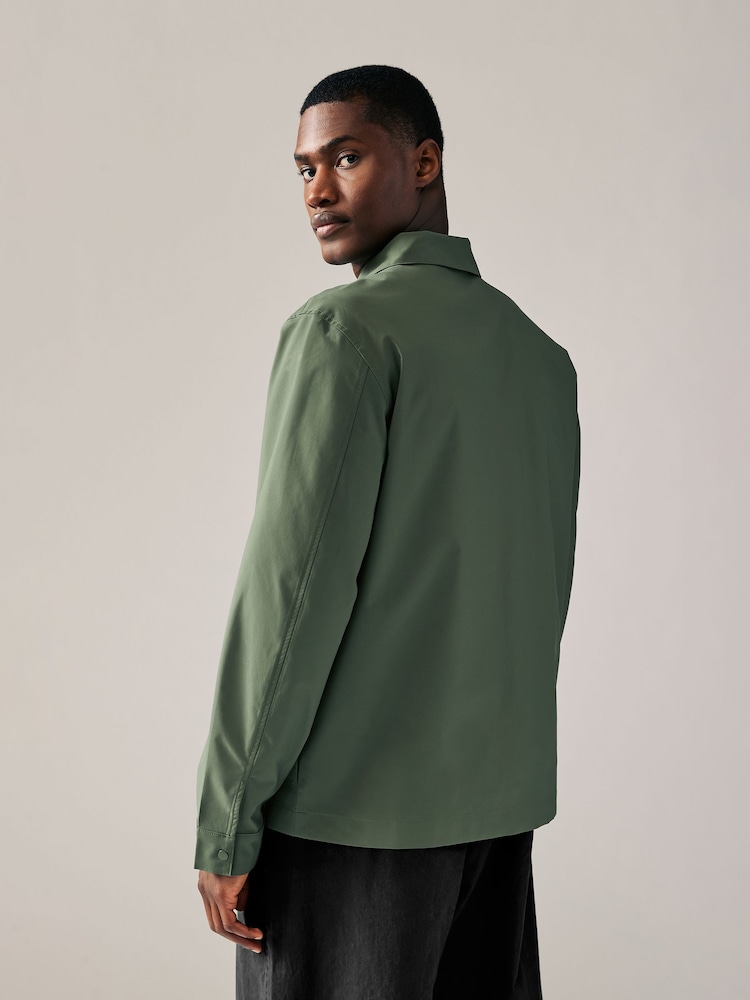 Khaki Green Lightweight Stretch Shacket - Image 2 of 10