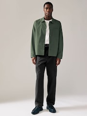Khaki Green Lightweight Stretch Shacket - Image 3 of 10