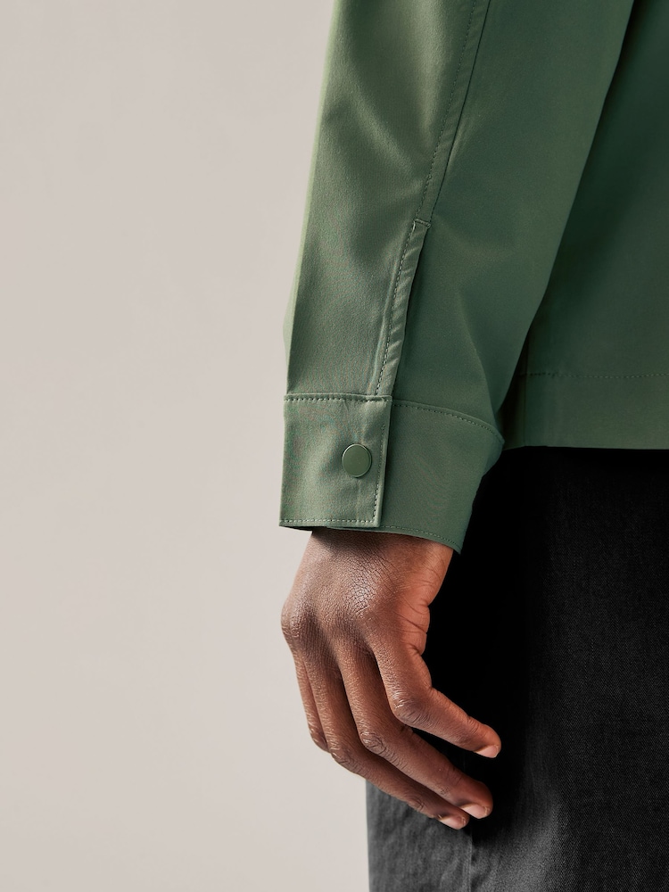 Khaki Green Lightweight Stretch Shacket - Image 6 of 10