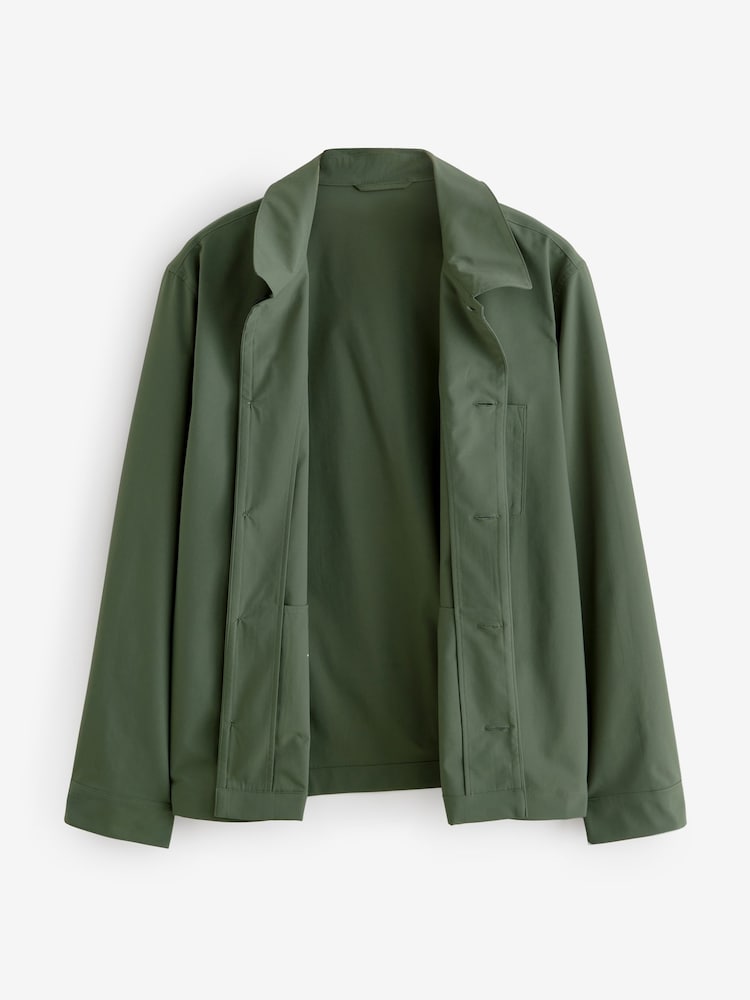 Khaki Green Lightweight Stretch Shacket - Image 7 of 10