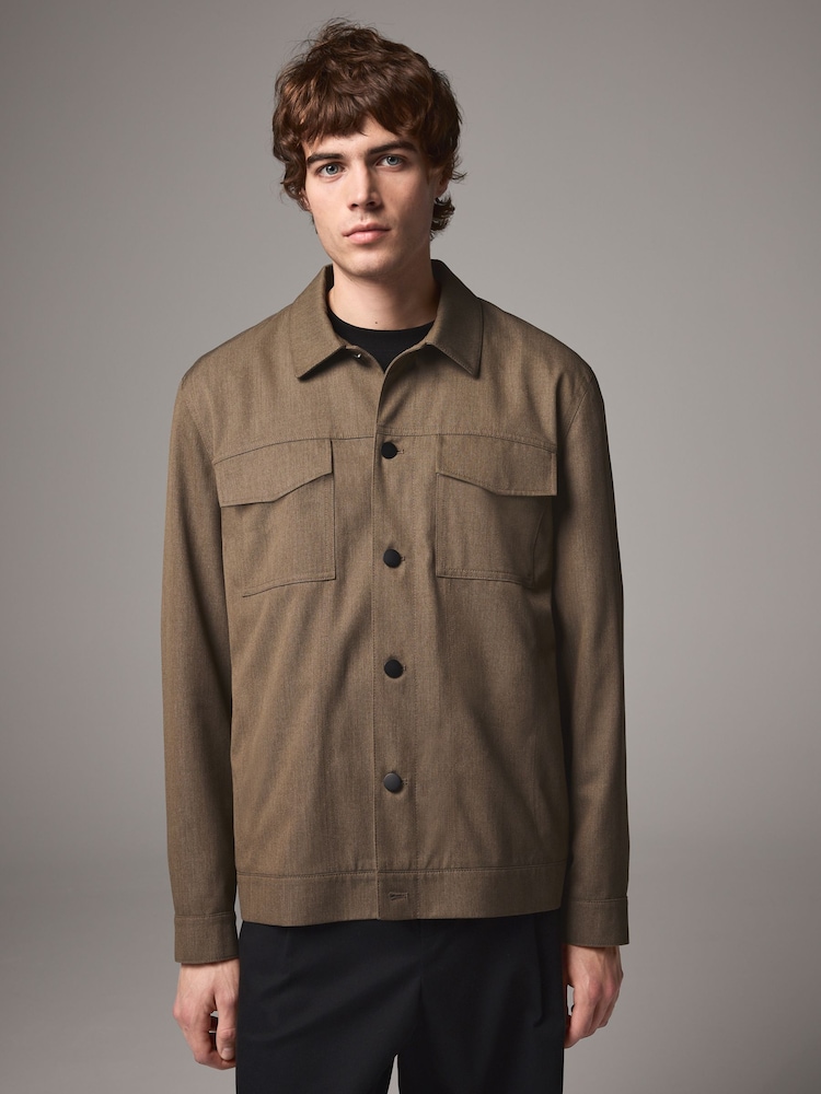 Natural Brown Twin Pocket Shacket - Image 1 of 11