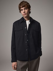 Navy Blue Twin Pocket Shacket - Image 1 of 12