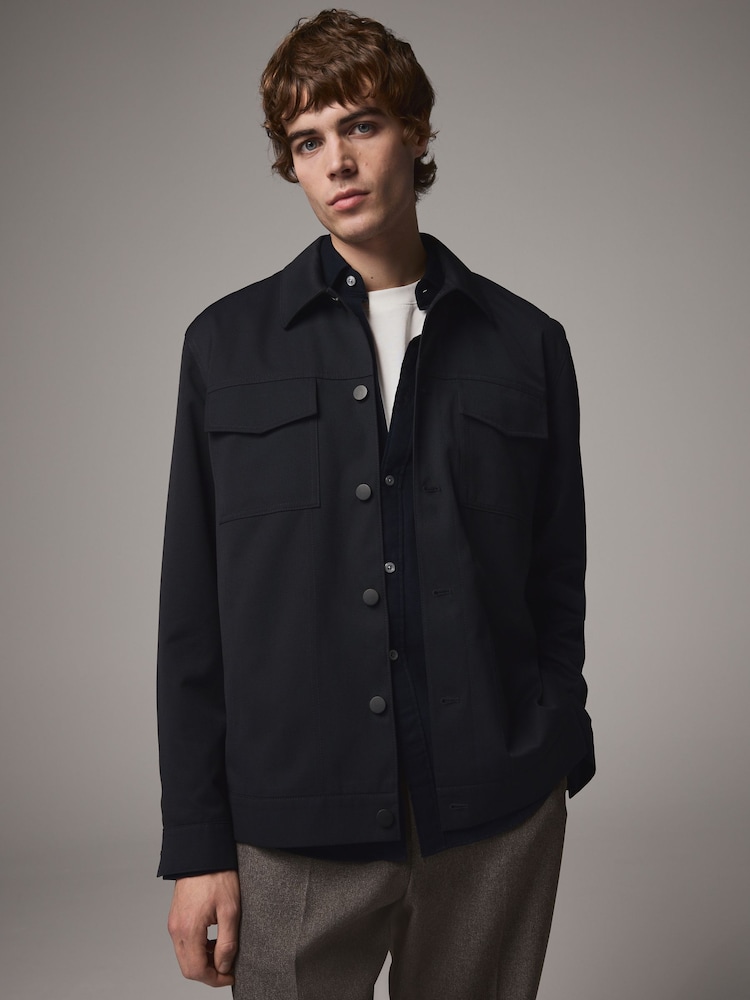 Navy Blue Twin Pocket Shacket - Image 1 of 12
