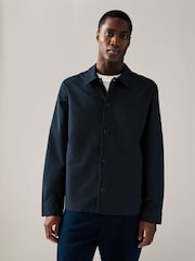 Navy Blue Lightweight Stretch Shacket - Image 1 of 11