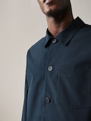 Navy Blue Lightweight Stretch Shacket - Image 4 of 11