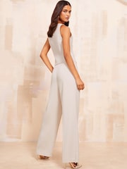 Friends Like These Camel Petite Premium Wide Leg Smart Trousers - Image 5 of 5