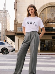 Friends Like These Grey Stripe Tailored Wide Leg Trousers - Image 2 of 4