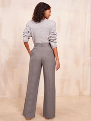 Friends Like These Grey Stripe Tailored Wide Leg Trousers - Image 4 of 4