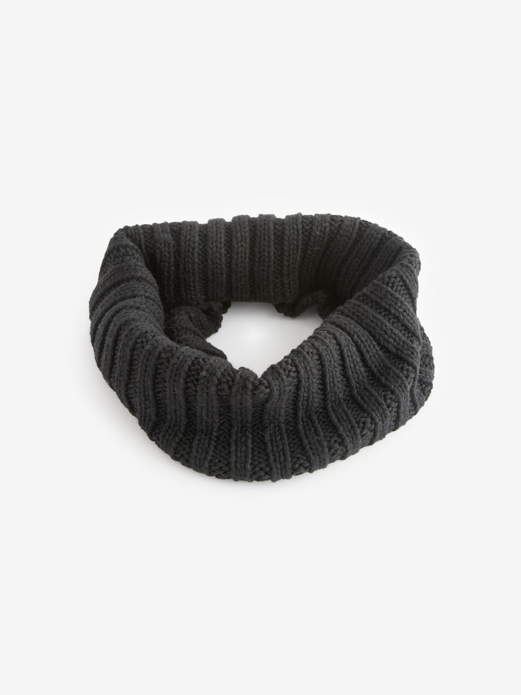 Black Ribbed Knitted Snood (1-16yrs) - Image 1 of 3