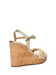 Dune London Gold Kastle Embellished Raffia Wedge Sandals - Image 5 of 7