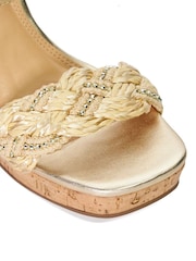 Dune London Gold Kastle Embellished Raffia Wedge Sandals - Image 7 of 7
