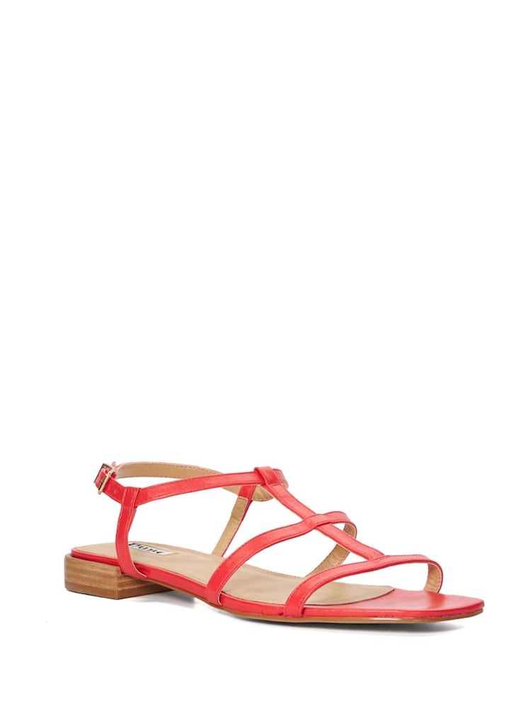 Dune London Red Ladi Skinny Strappy Sandals - Image 3 of 7