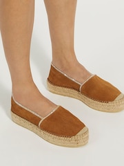 Dune London Brown Diamanté Trim Genivee Espadrilles - Image 1 of 7