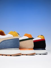 Dune London Brown Tetra Colourblock Retro Trainers - Image 6 of 7