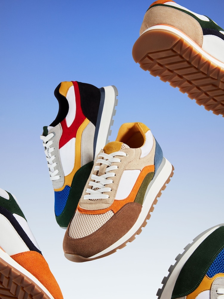 Dune London Brown Tetra Colourblock Retro Trainers - Image 7 of 7