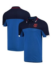 Fanatics Blue Barcelona Colour Block Polo Shirt - Image 1 of 3