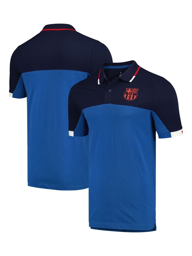 Fanatics Blue Barcelona Colour Block Polo Shirt - Image 1 of 3
