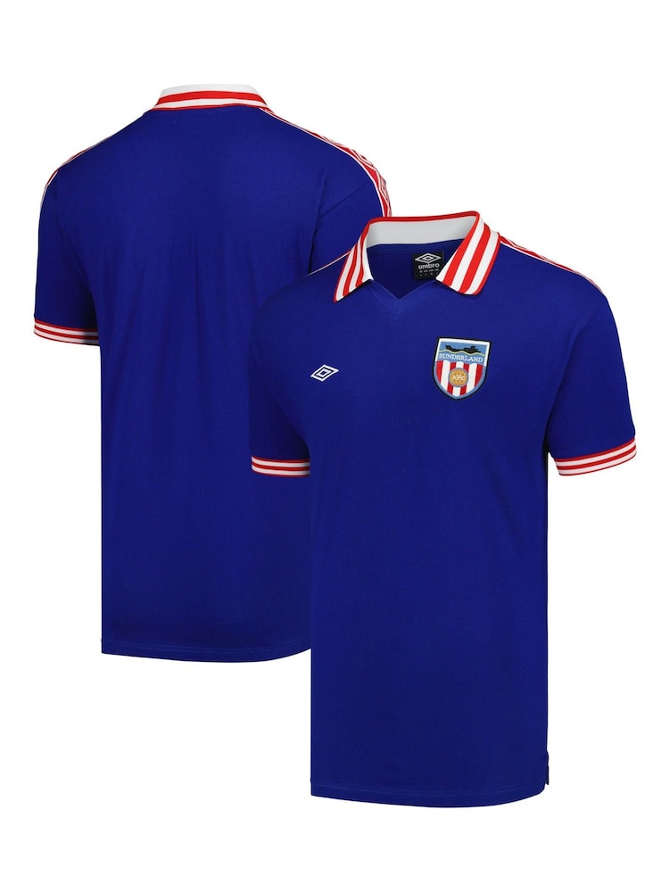 Fanatics Blue 100% Cotton Sunderland 1978 Away Shirt - Image 1 of 3 Fanatics Blue 100% Cotton Sunderland 1978 Away Shirt - Image 1 of 3