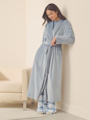 Blue Supersoft Ribbed Dressing Gown - Image 1 of 8