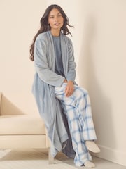 Blue Supersoft Ribbed Dressing Gown - Image 2 of 8