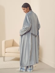 Blue Supersoft Ribbed Dressing Gown - Image 3 of 8