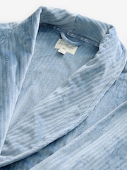 Blue Supersoft Ribbed Dressing Gown - Image 7 of 8