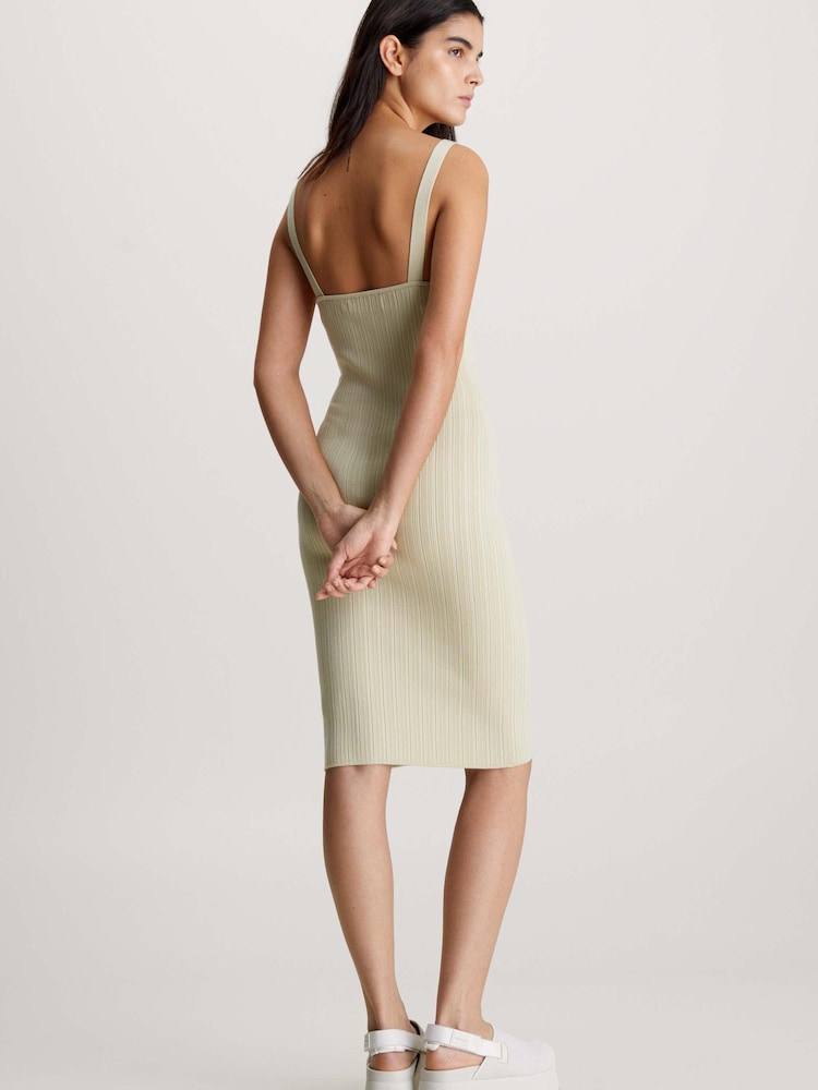 Calvin Klein Green Ribbed Label Sweater Dress - Image 2 of 6